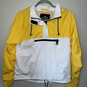 Hollister Yellow and White Windbreaker size medium